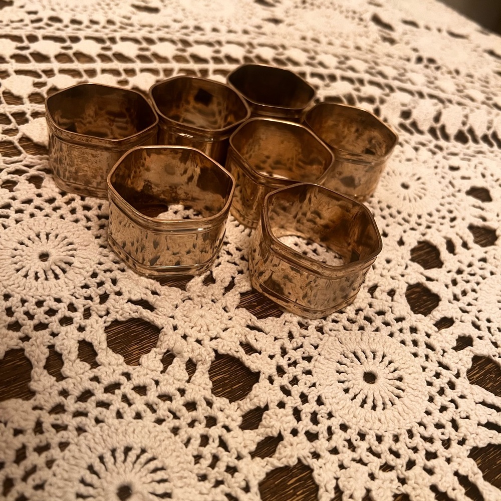 Set of 7 Silver Plated Napkin Rings